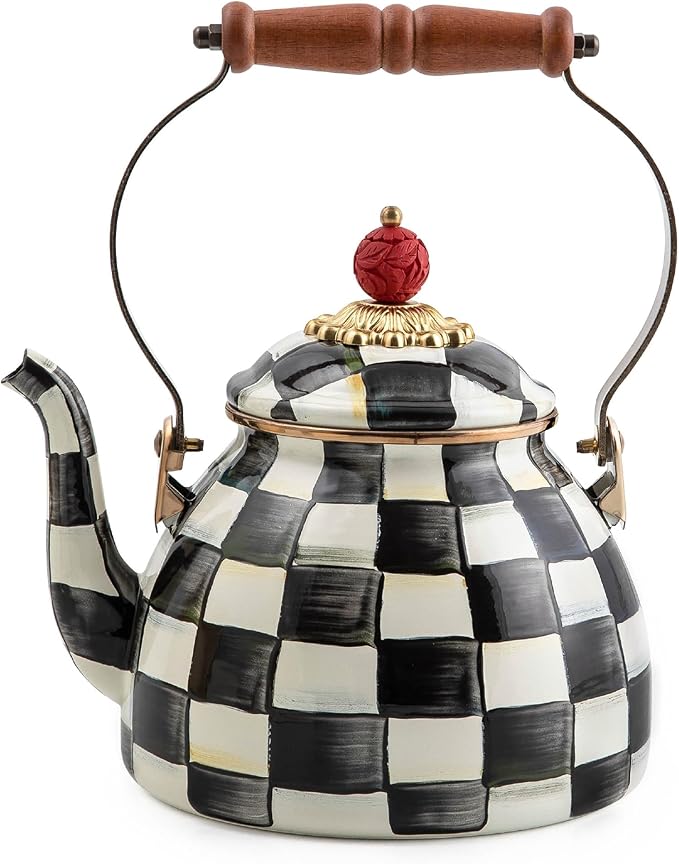 MacKenzie-Childs Courtly Check Enamel Tea Kettle (2 qt)