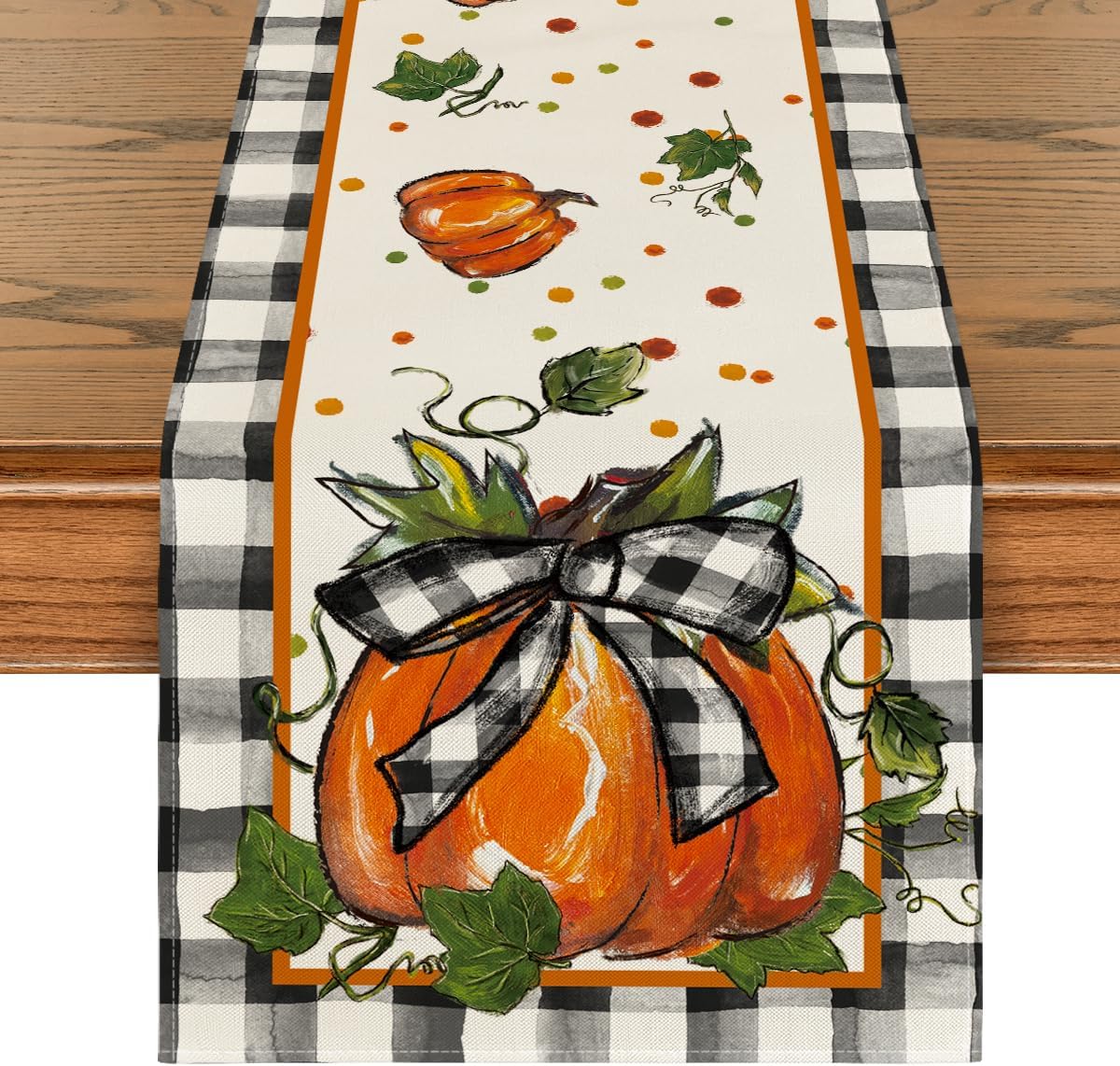 Artoid Mode Buffalo Check Pumpkin Fall Table Runner