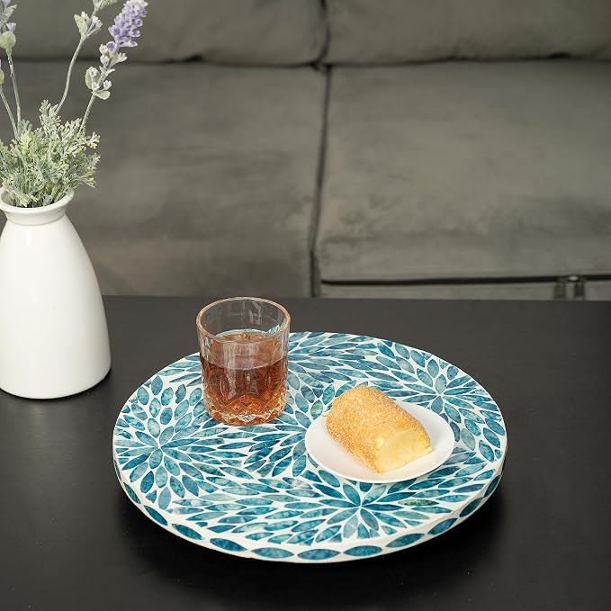 CLAYNIX Mother of Pearl Turntable Lazy Susan (12.5" Round)
