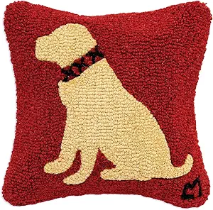 Chandler 4 Corners Duke Yellow Lab Hand-Hooked Wool Pillow (14" Square)