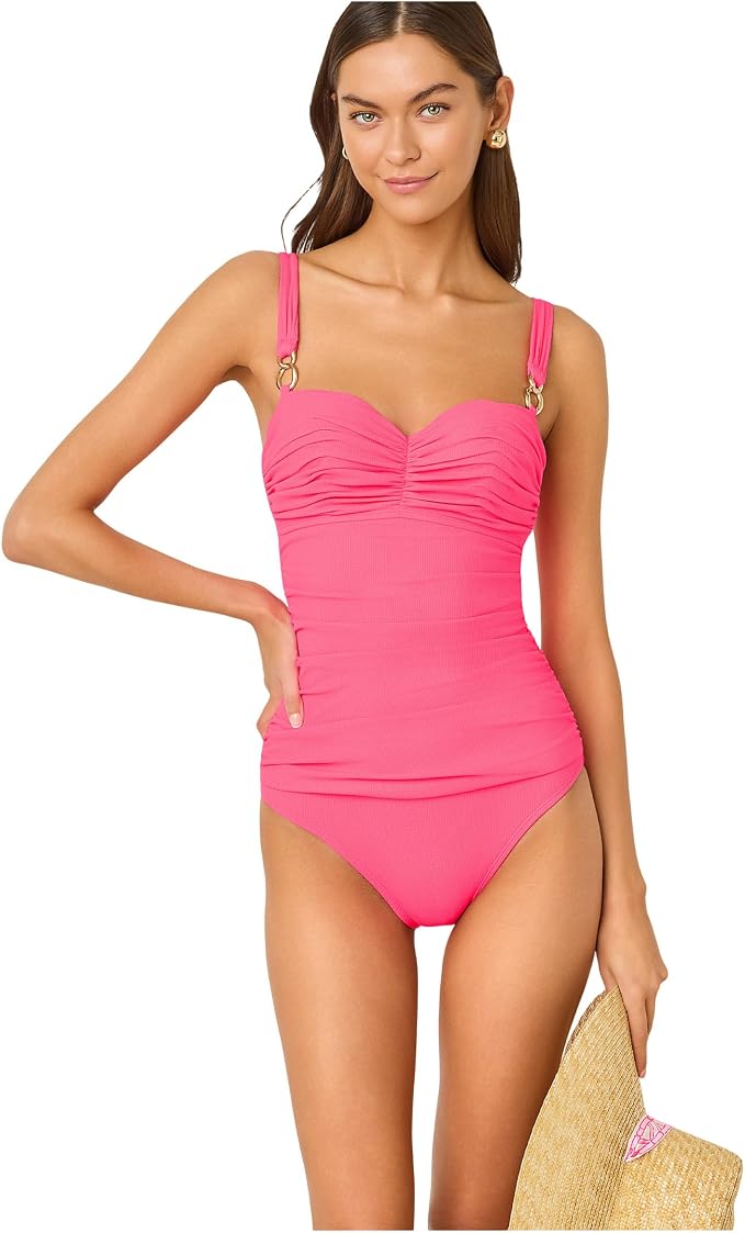 Lilly Pulitzer Women's Solaria One-Piece (Hot Pink Ribbed)