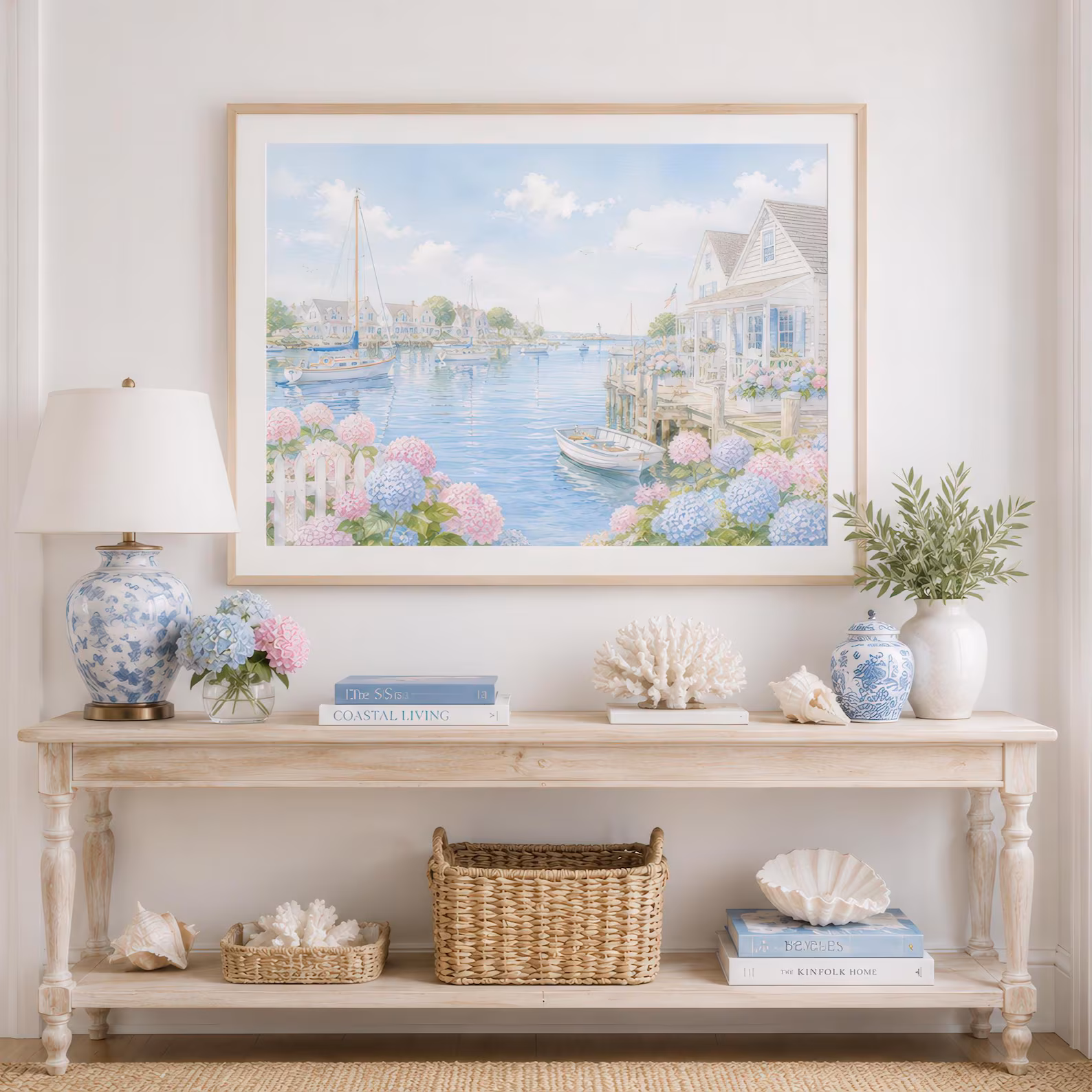 Coastal Harbor Wall Art — Hydrangea Beach Print