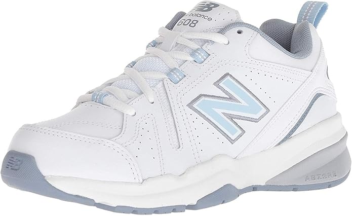 New Balance 608 White & Light Blue Cross-Trainer Sneakers