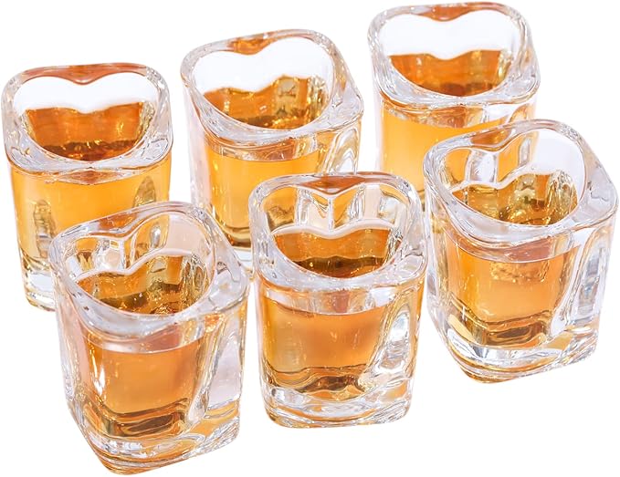 Srgeilzati Clear Heart Shot Glasses, 2 oz (Set of 6)