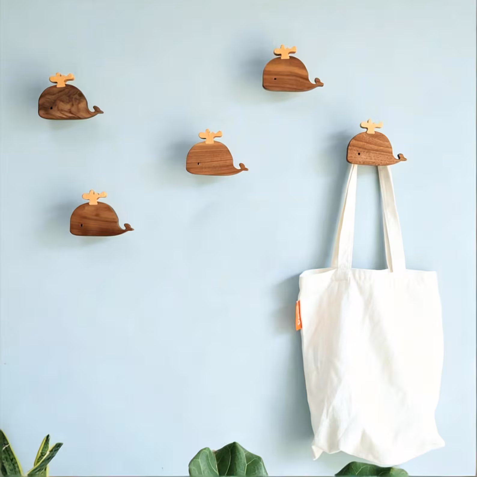 Whale Wooden Wall Hook — Cute Nautical Entryway Peg