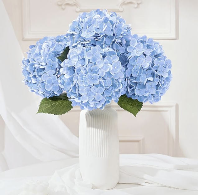 Faux Blue Hydrangea Stems for Centerpieces