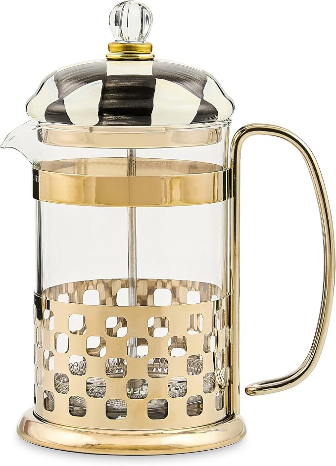 MacKenzie-Childs Coffee French Press — Courtly Check, 32 oz
