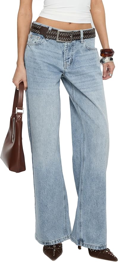 Princess Polly Serenitia Light Wash Low-Rise Wide-Leg Jeans