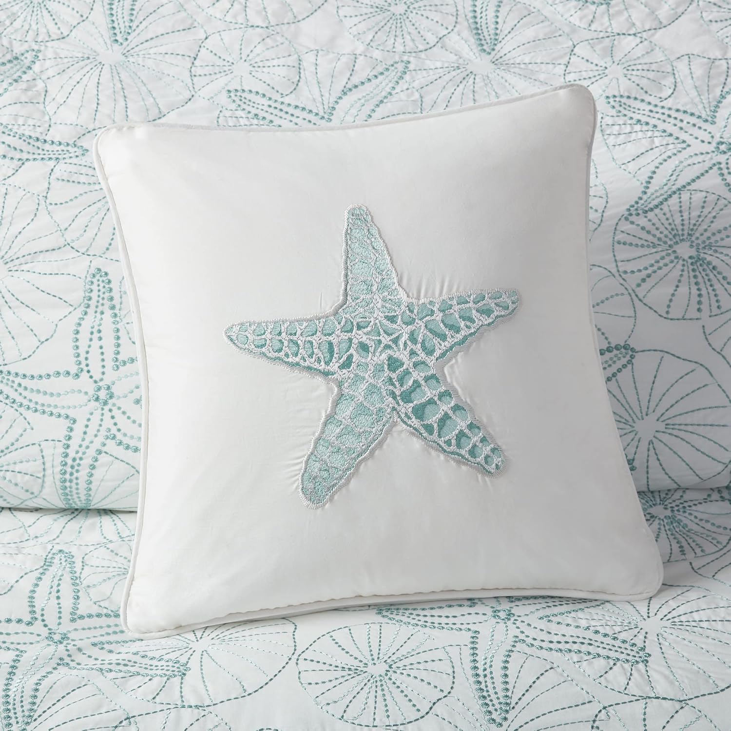 Harbor House Maya Bay Embroidered Starfish Pillow, 16" Square