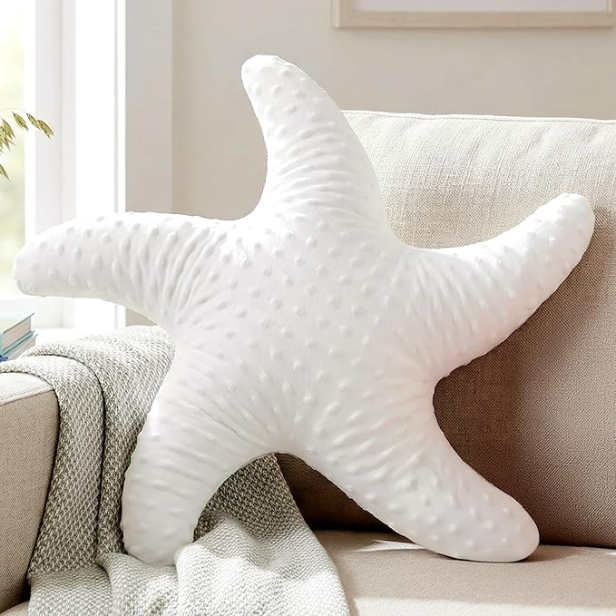 XIAIJIA White Starfish Coastal Throw Pillow, 19.7"