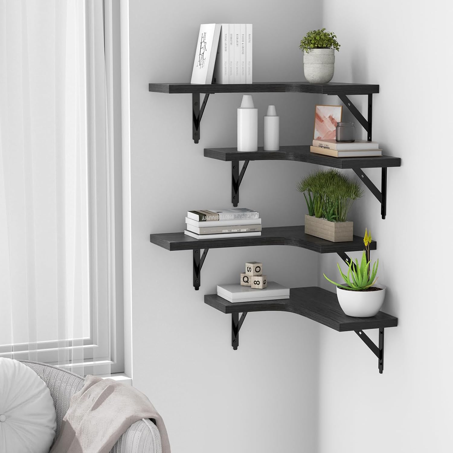 ROMGUAR Floating Corner Wall Shelves (Set of 4)