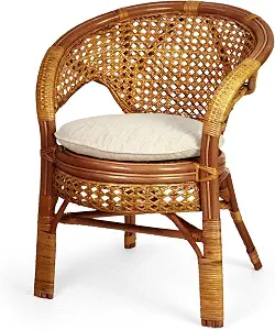 Pelangi Handmade Rattan Wicker Colonial Chair with Cushion