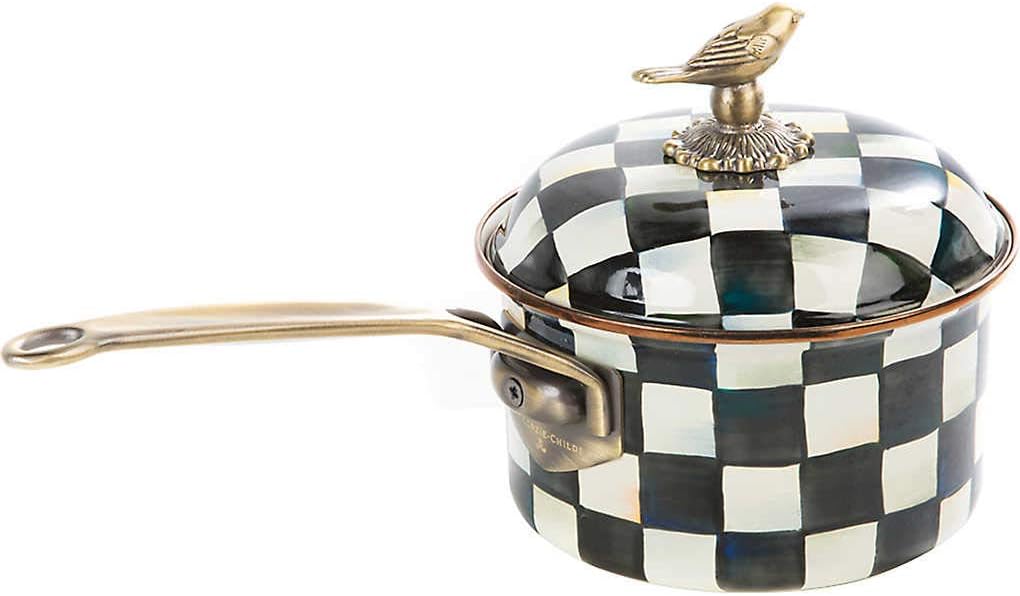 MacKenzie-Childs Courtly Check Enamel Saucepan with Lid