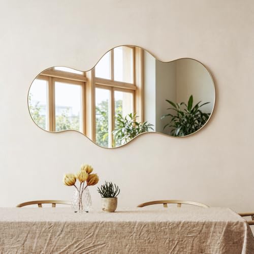 Trio of Arched Gold-Frame Wall Mirrors (Set of 3)