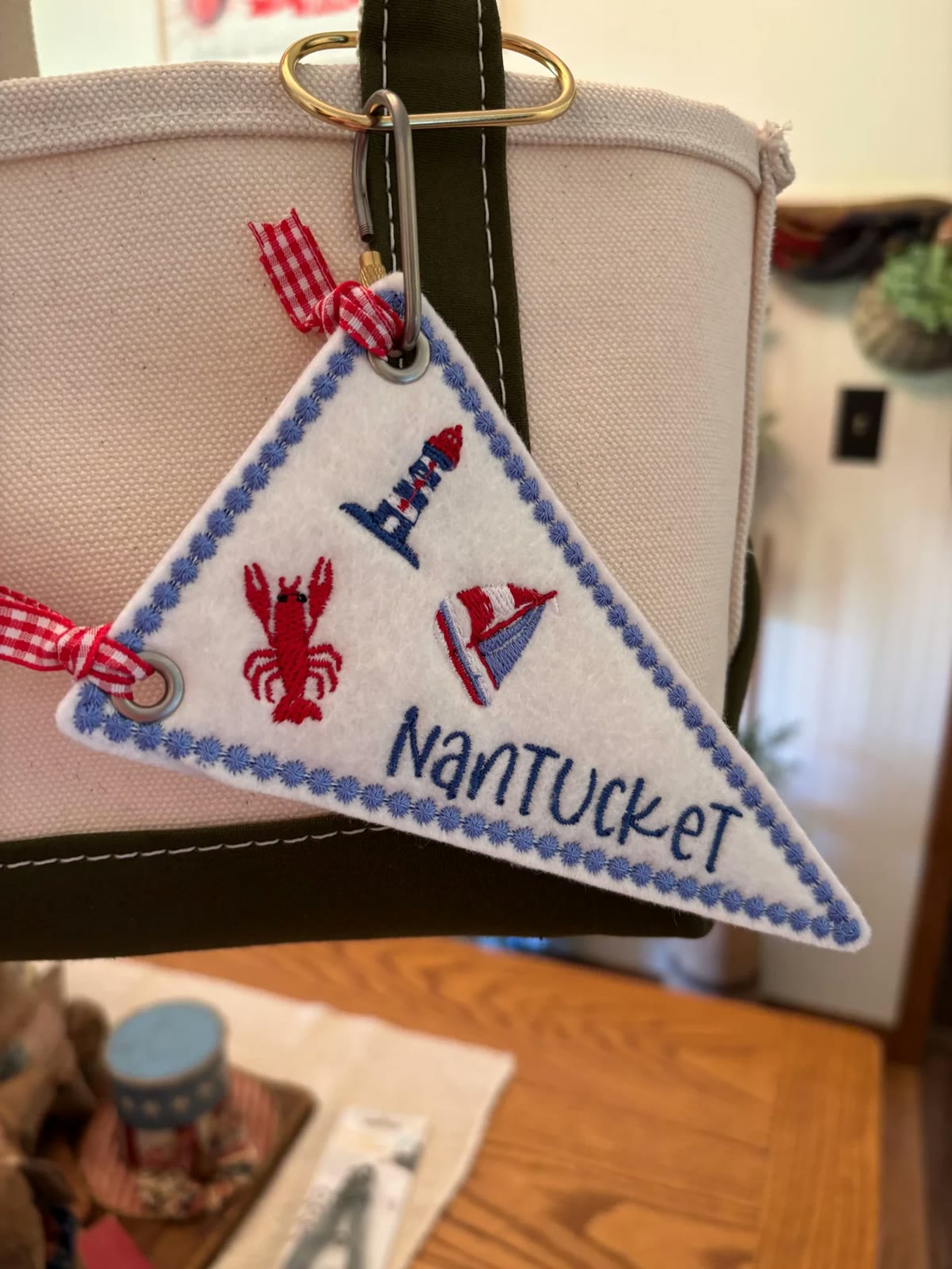 Nantucket Pennant Bag Charm — Boat & Tote Lobster Keychain