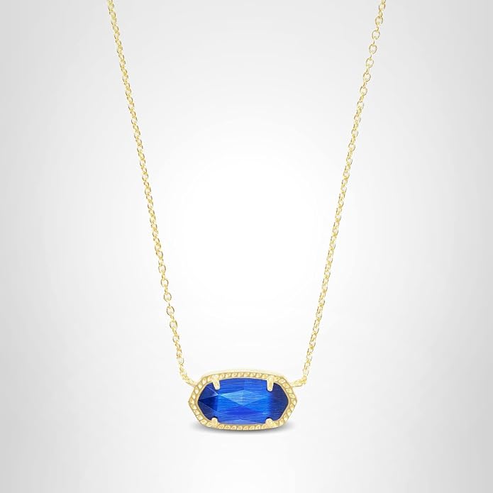 Kendra Scott Elisa Pendant Necklace (Cobalt Cat's Eye, 14K Gold-Plated)