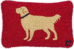 Chandler 4 Corners Golden Guy Retriever Hooked Wool Pillow, 12" x 18"