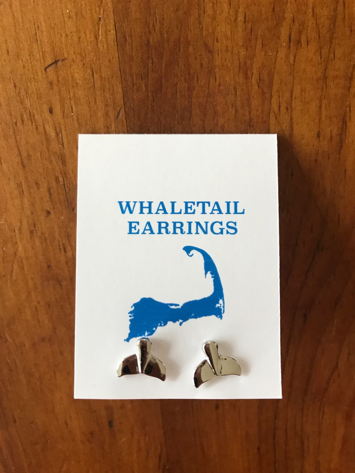 New England Whaletail Sterling Silver Stud Earrings