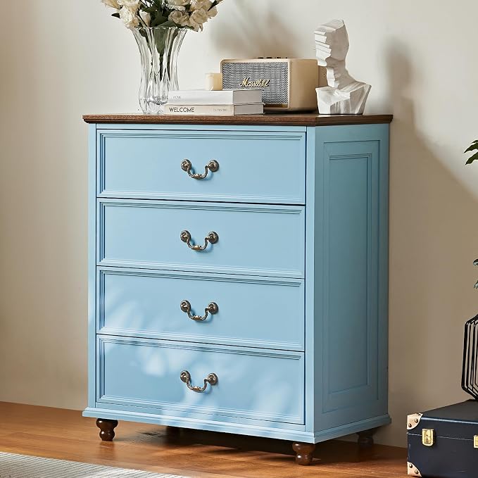 Joaxswe Light Blue Farmhouse 4-Drawer Dresser (37")