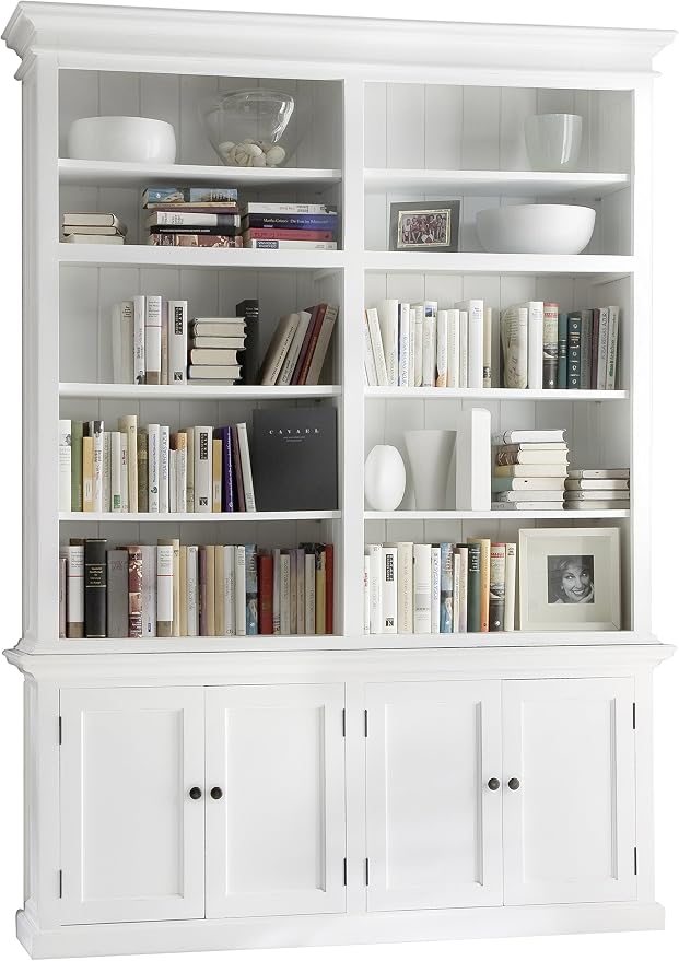 NovaSolo Halifax Pure White Mahogany Double Hutch (10 Shelves)