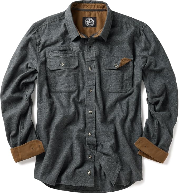CQR Men's Brushed Flannel Shirt — Charcoal
