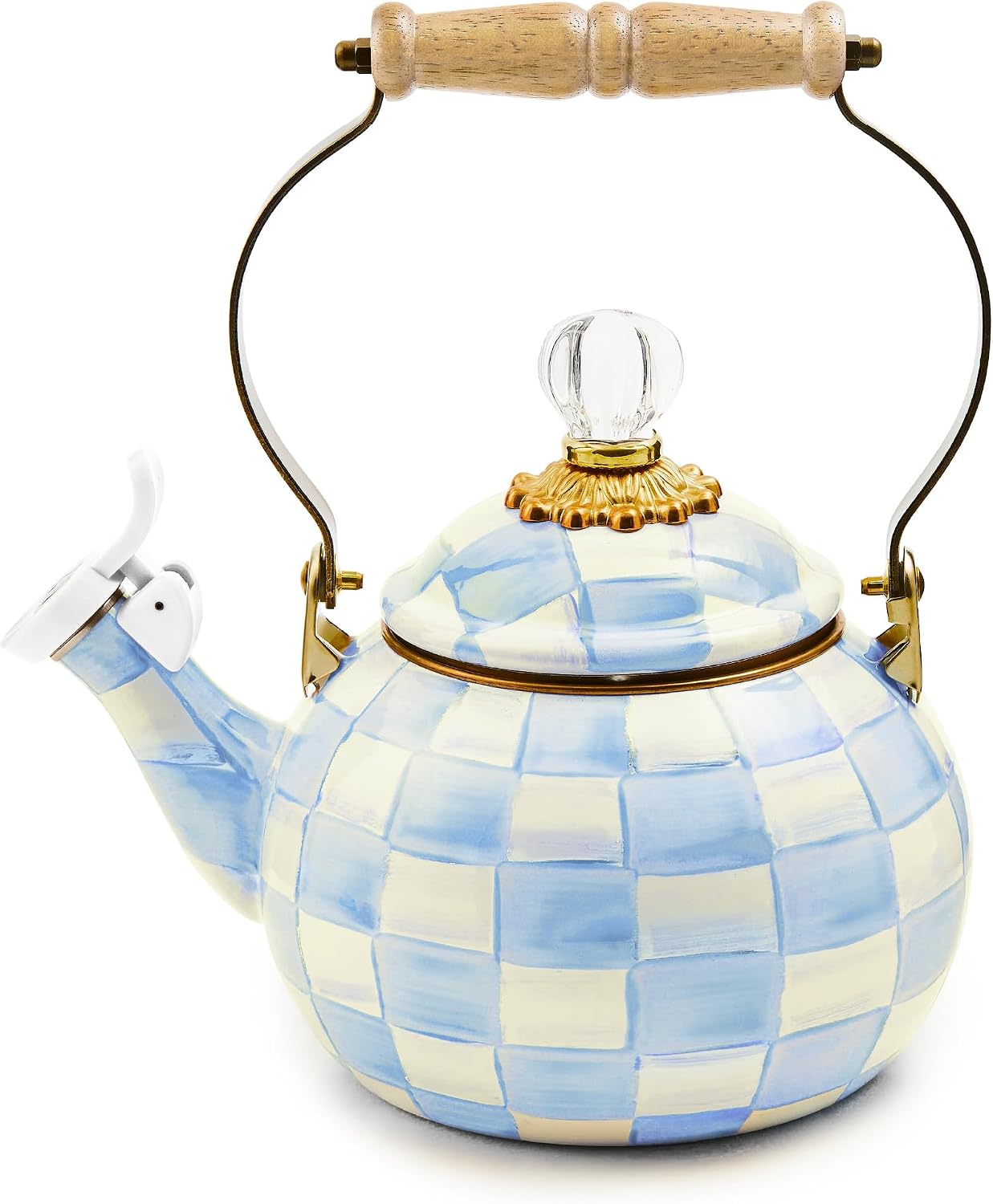MacKenzie-Childs Sterling Check Enamel Tea Kettle (2 qt)