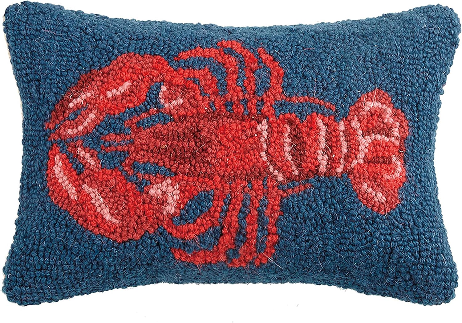 Peking Handicraft Lobster Hand-Hooked Wool Pillow, 8" x 12"