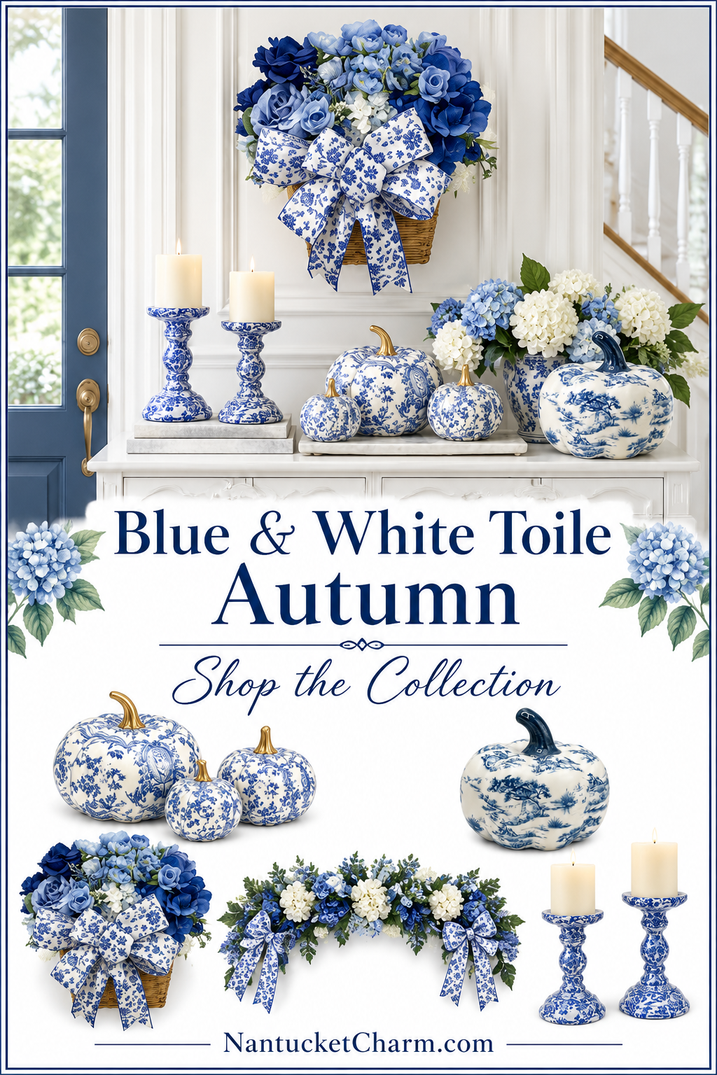 Blue & White Toile Autumn