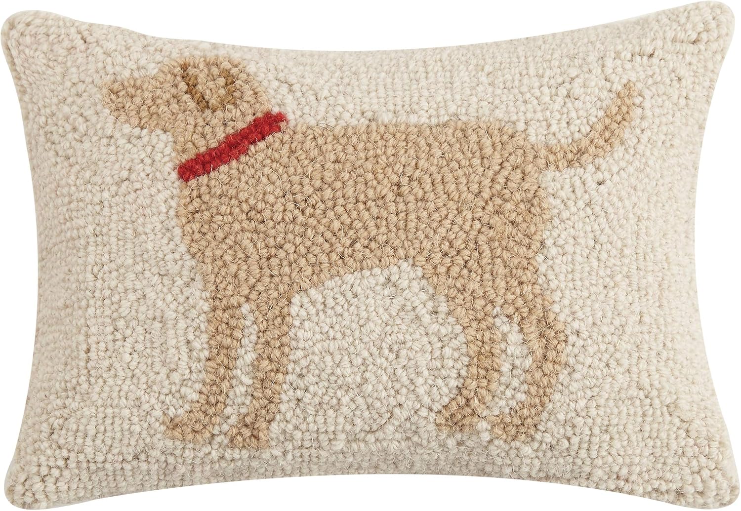 Peking Handicraft Light Brown Dog Hooked Wool Pillow, 8" x 12"