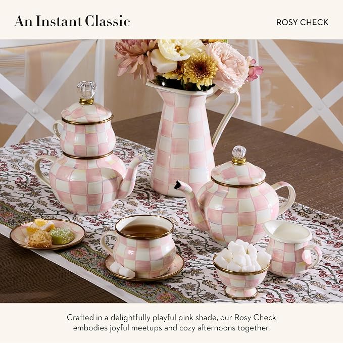 MacKenzie-Childs Rosy Check Enamel Teacup