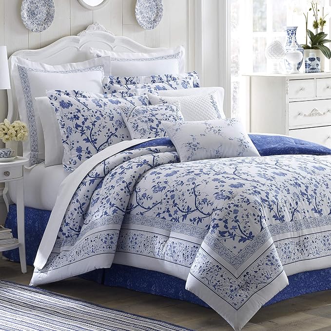 Laura Ashley Charlotte Blue Euro Sham, 26" x 26" Cotton