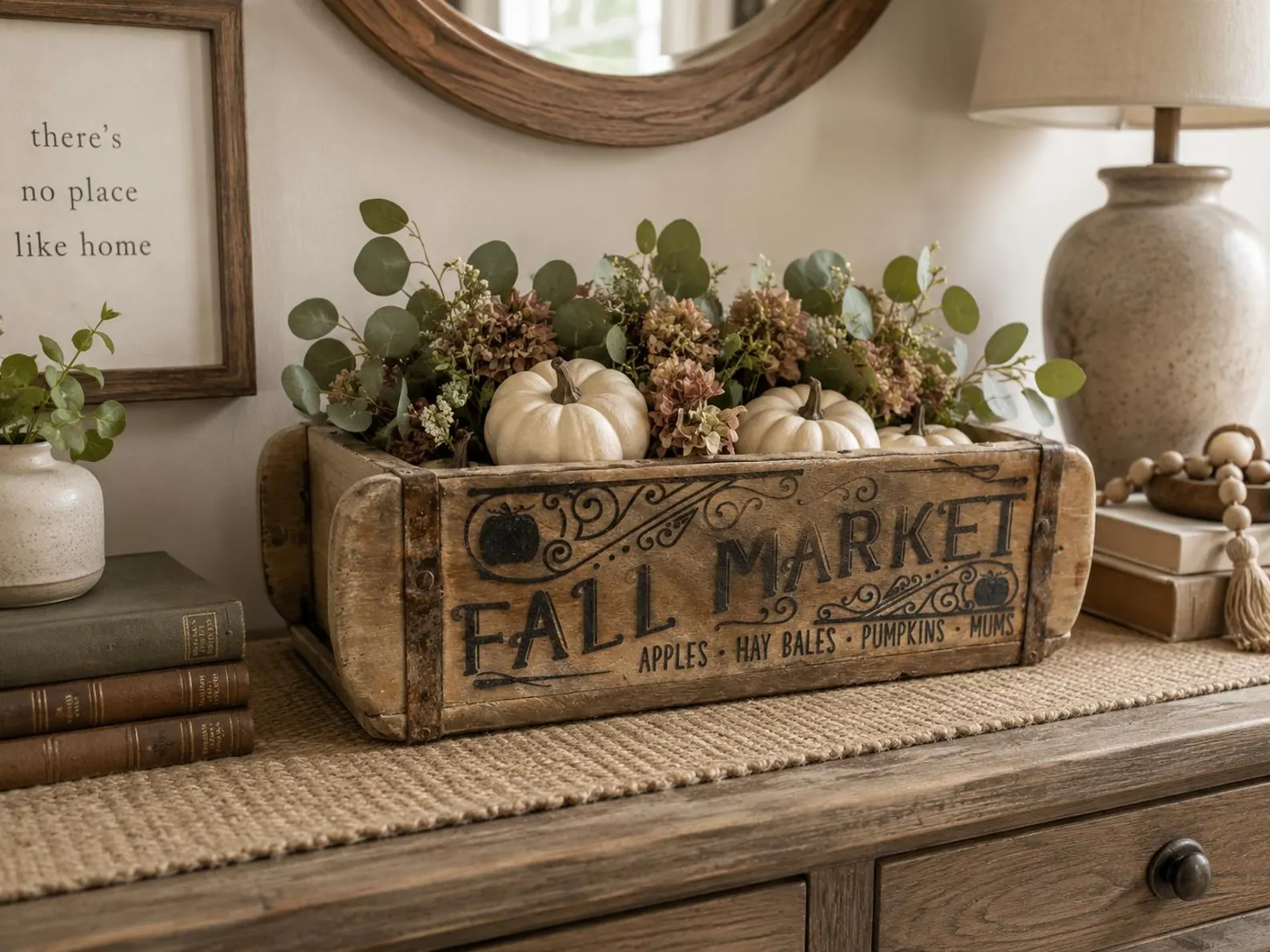 Vintage Brick Mold Fall Centerpiece Box — Reclaimed Wood Trough