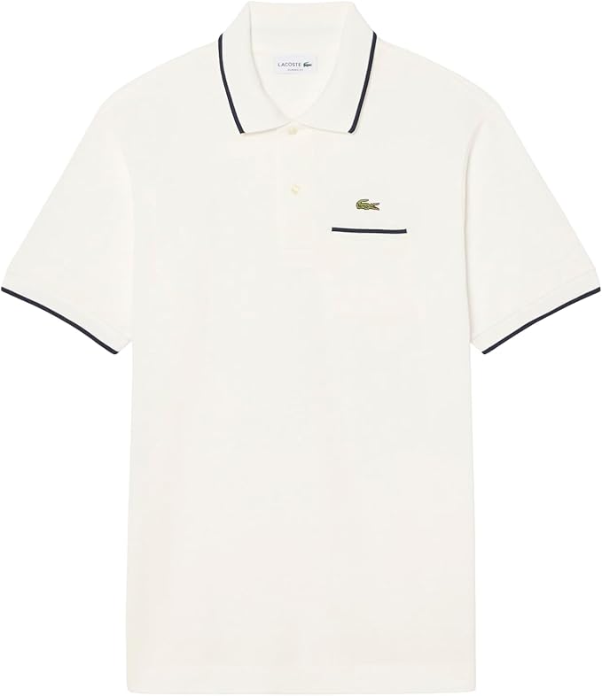 Lacoste Men's Classic Fit L.12.12 Pocket Polo with Contrast Tipping (Cream)