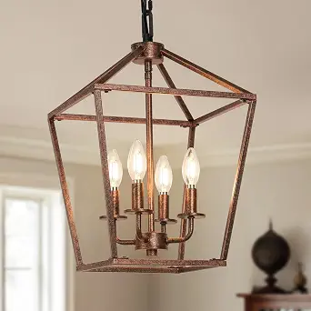 Hinkley Stinson 4-Light Cage Lantern Pendant — Distressed Copper