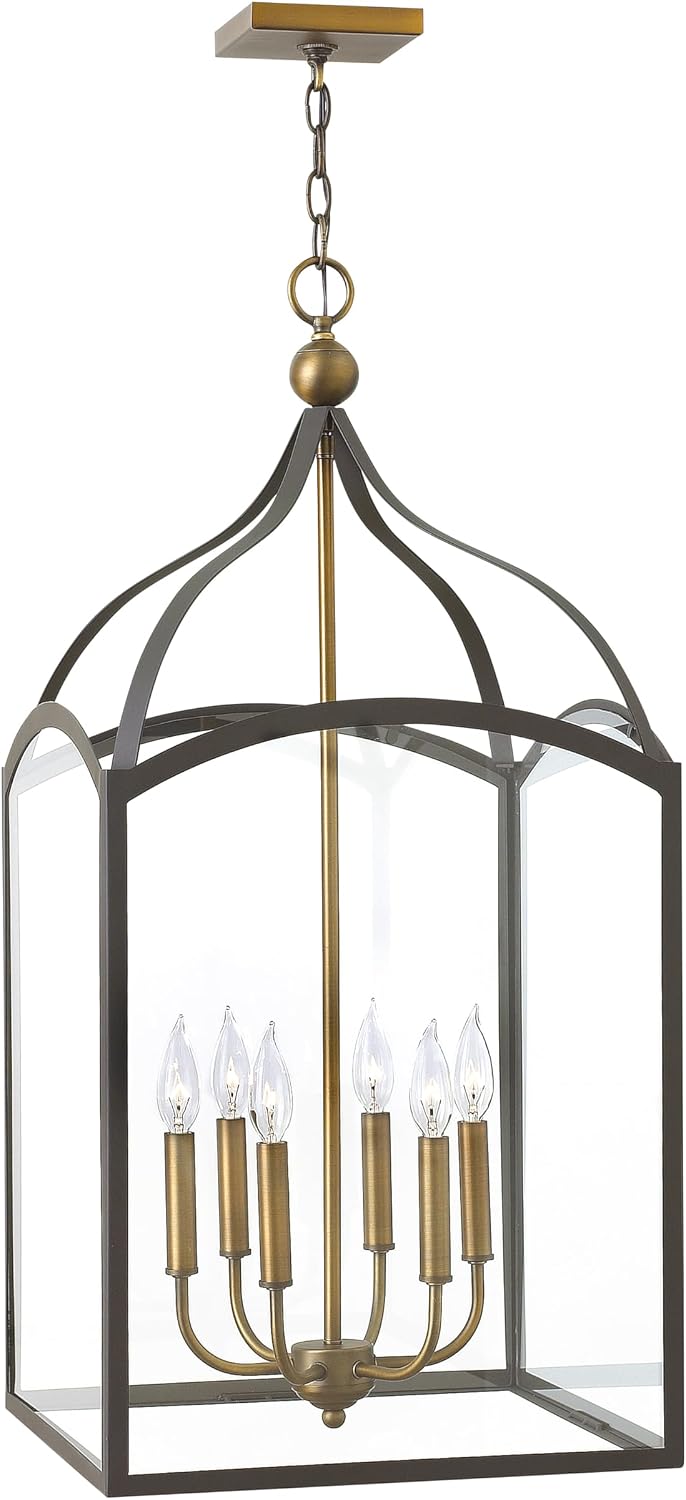 Hinkley Clarendon 6-Light Large Foyer Lantern — Bronze & Brass