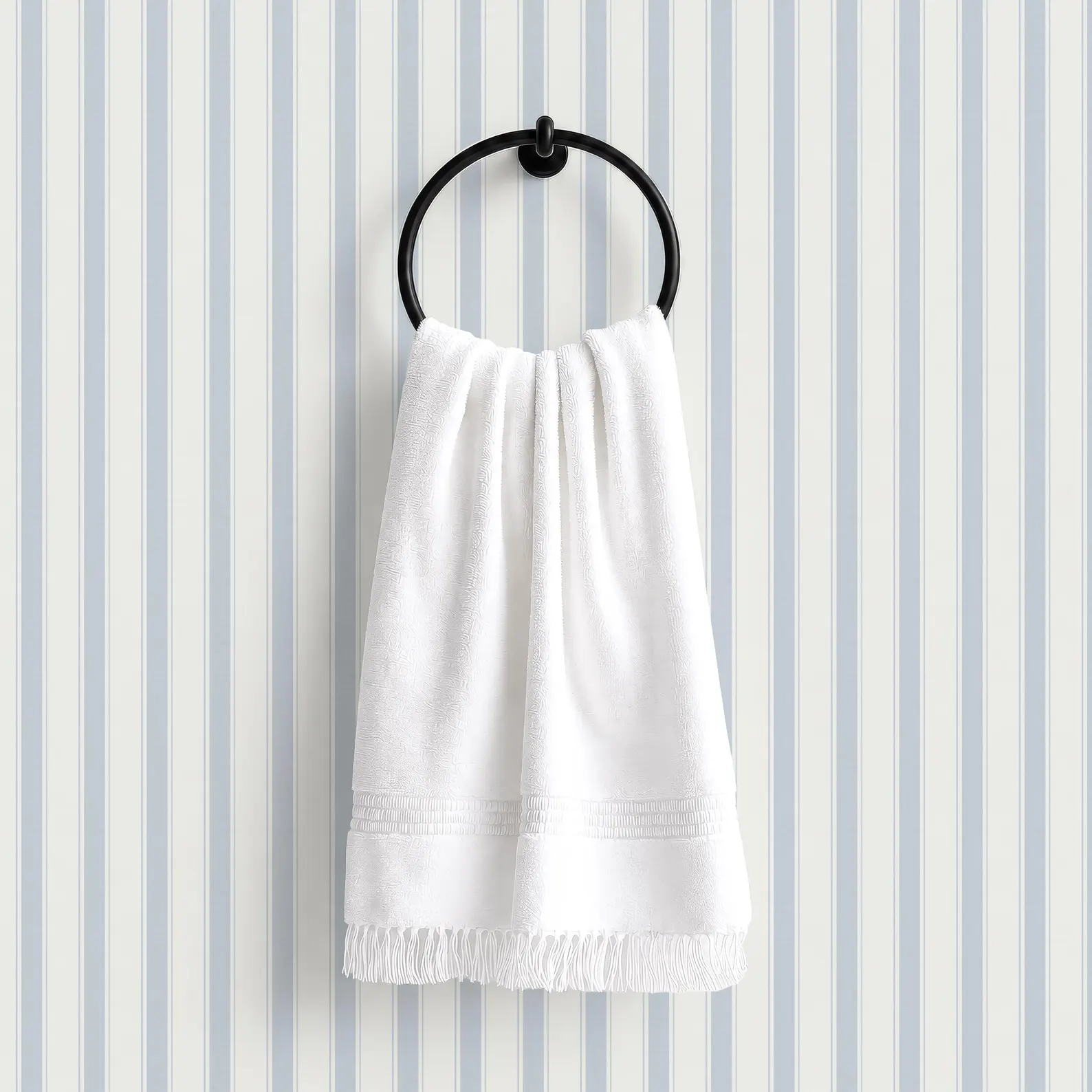 Fine Ticking Stripe Peel & Stick Wallpaper — Blue Granny-Chic Cottage Stripe