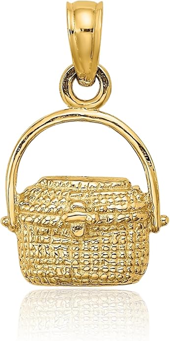 14k Yellow Gold Nantucket Basket Charm Pendant — 10 mm