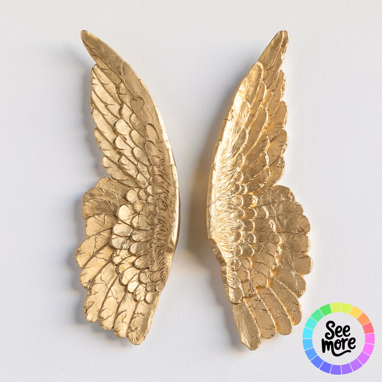Mini Gold Angel Wings Wall Decor — Pair of Metal Angel Wings