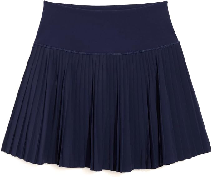 Navy High-Waist Pleated Tennis Skort with Inner Shorts
