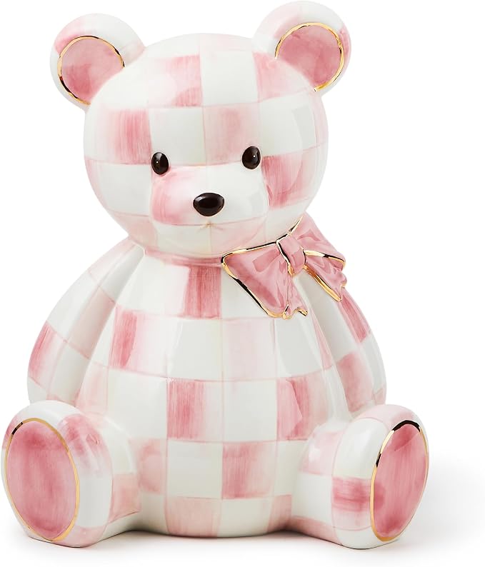 MacKenzie-Childs Rosy Check Ceramic Bear Bank