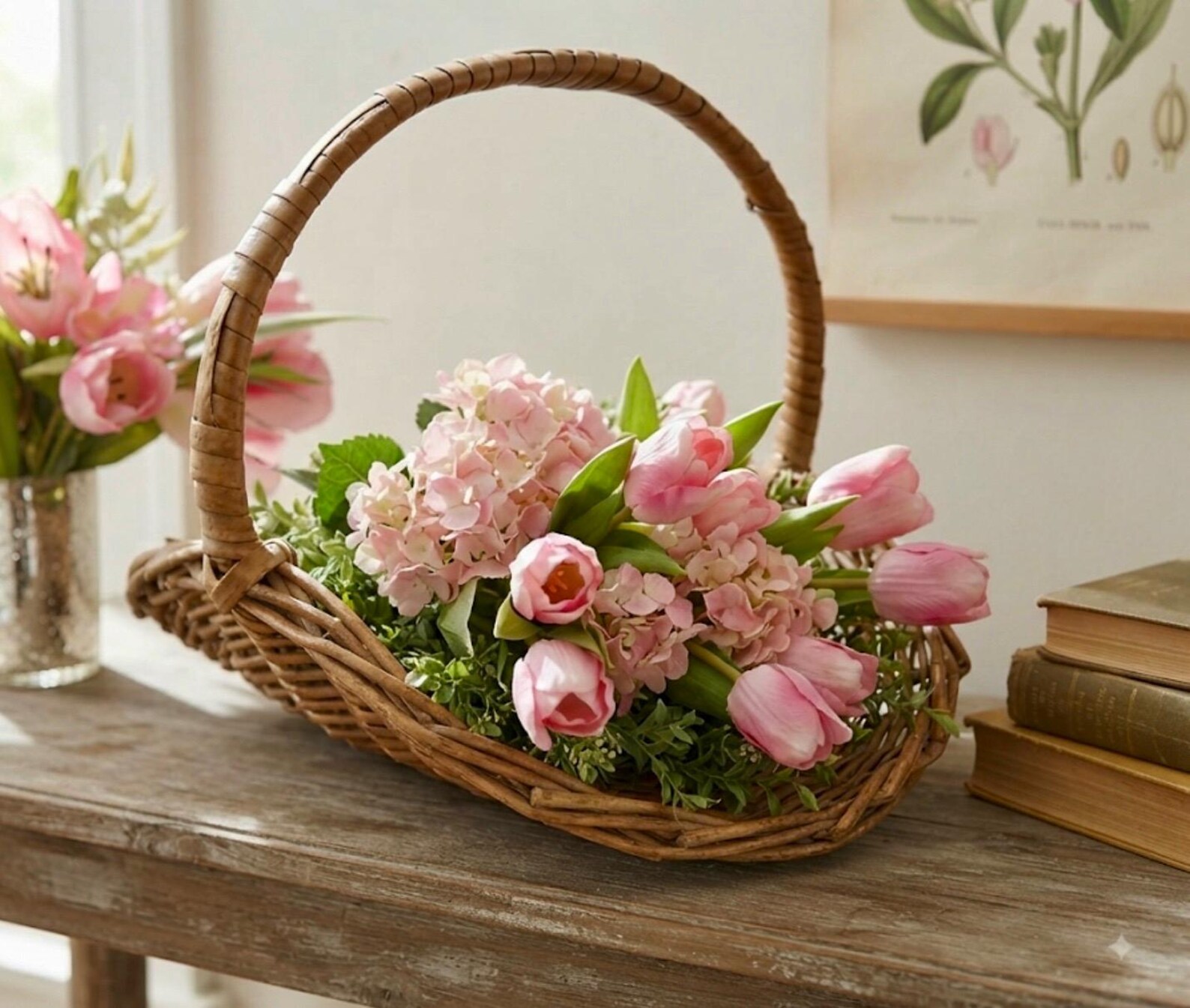 Vintage French-Style Hand-Woven Wicker Flower-Gathering Basket — Garden Trug