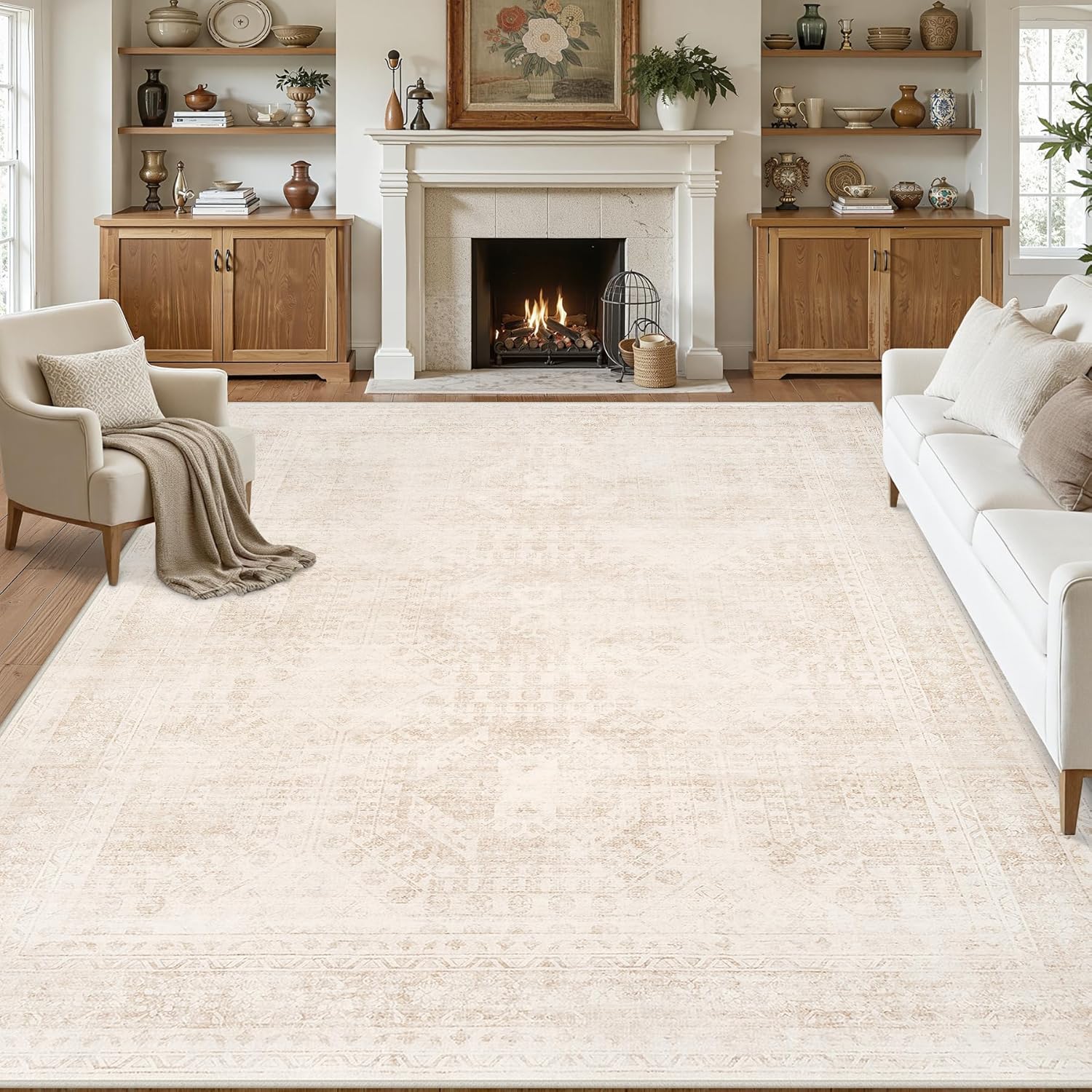 Luxturiy Distressed Neutral Area Rug (8' x 10')