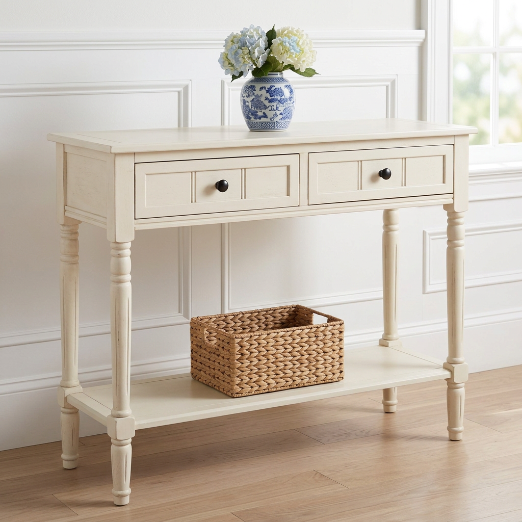 SAFAVIEH Samantha 2-Drawer Console Table — Distressed Cream